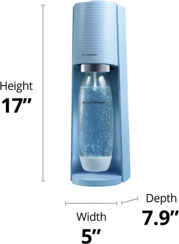 Miniatura 11 de SodaStream Terra - máquina para hacer agua con gas (azul niebla), con CO2, botella DWS y sabores Bubly Drop Azul Misty