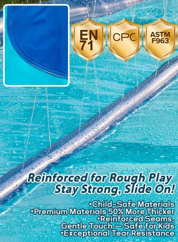 Miniatura 5 de Tobogán de agua para niños y adultos con rieles de protección inflables extragrandes y rociadores de agua de doble vía, diseño resistente y extra