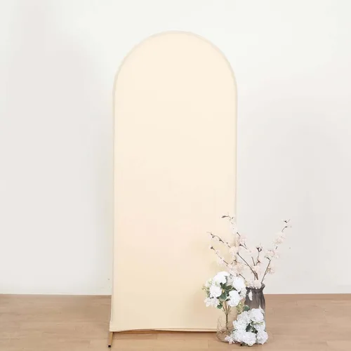 Miniatura 9 de Efavormart - Funda de elastano ajustada de elastano beige de 5 pies, ajuste cómodo, manga de fondo redonda para temas bohemios neutros y escenarios