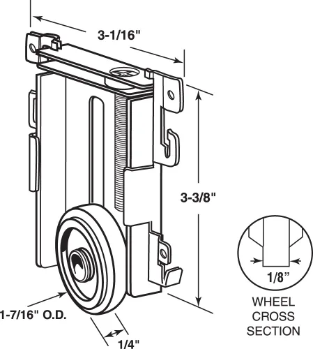 Miniatura 2 de Prime-Line N 6790 - Rodillo de puerta de espejo de 1-7/16 pulgadas, rodillo plano de nailon, para Acme (paquete individual) (paquete de 2)