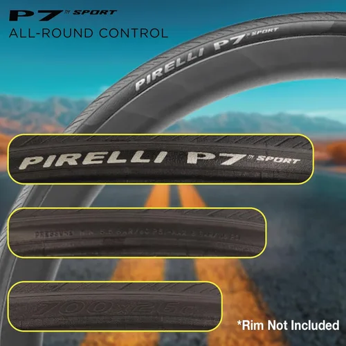 Miniatura 2 de Pirelli P7 Sport 26-622 700 x 26c Neumático de bicicleta de alto rendimiento, confianza, control y durabilidad en un neumático de entrenamiento