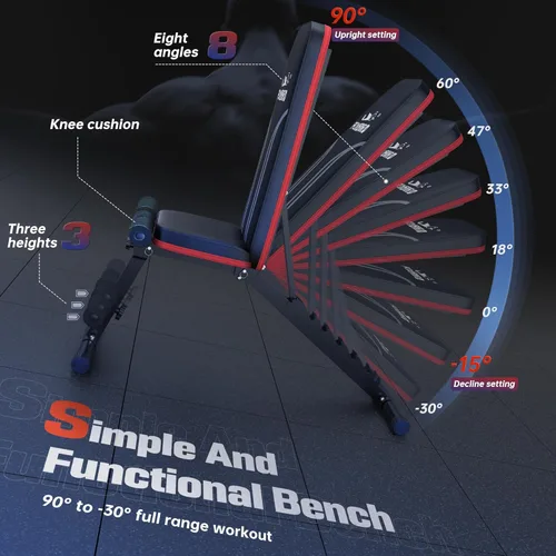 Miniatura 3 de FLYBIRD Banco de pesas plegable con bandas de resistencia, 8 respaldos de ajuste rápido FID para entrenamiento de cuerpo completo en casa, fácil