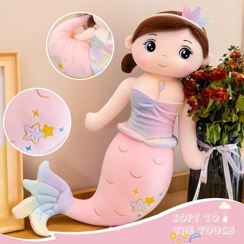 Miniatura 6 de Peluche de Sirena de Animales de Peluche, 23.6 pulgadas Lindo y Suave Rosa Sirena de Peluches para Abrazar Juguetes de Almohada Kawaii Regalo