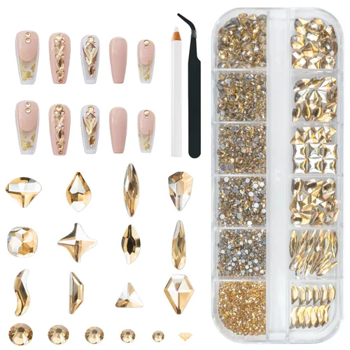 Miniatura 29 de Qiipii 2052 piezas de diamantes de imitación amatista púrpura para uñas, diamantes de imitación de vidrio de color lila claro para uñas, 72 formas