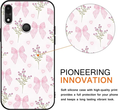 Miniatura 2 de Paquete de 2 Fundas de Teléfono con Lazo Rosa para Gabb Phone 4 6.1", Fundas con Patrón de Flores Florales con Lazo de Cinta Kawaii Lindo de Dibujos