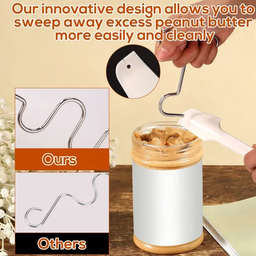 Miniatura 4 de Mezclador de mantequilla de maní y espátula de silicona, agitador de mantequilla de nuez de acero inoxidable con herramienta de mango