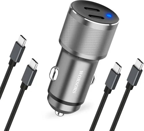 Miniatura 8 de Cargador de coche dual de 45W USB C, carga súper rápida de 90W máx, adaptador de encendedor de cigarrillos de 12V totalmente metálico para iPhone 17