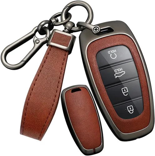 Miniatura 11 de SANRILY Funda de piel sintética para llavero de 4/5/7/8 botones, apta para Hyundai Tucson 2024 Palisade Sonata 2023 2022 Santa fe sin llave con Negro
