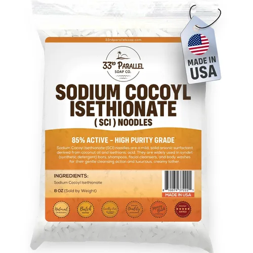 Fideos de isetionato de cocoilo de sodio (SCI) (8 onzas) | Limpiador natural suave a base de coco, surfactante sin sulfato para barras de champú,