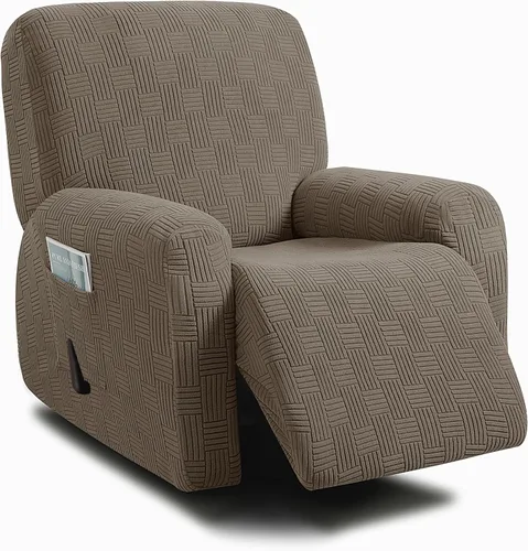 Miniatura 20 de ULTICOR - Juego de 8 fundas para sofá reclinable de jacquard, fundas para sofá reclinable elásticas para 3 cojines, gruesas, suaves, lavables Gris