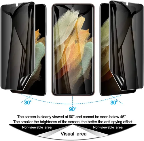 Miniatura 3 de LYWHL Paquete de 2 + 2 protectores de pantalla de privacidad para Samsung Galaxy S21 Ultra [compatible con identificación de huellas dactilares]