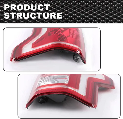 Miniatura 7 de CROSSDESIGN Luz trasera trasera sin bombillas lado derecho rojo compatible con Ford F150 SSV 2016 2017/Fit F150 (submodelo: Lariat, XL, XLT) 2015