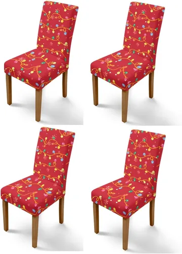 Miniatura 12 de HUGS IDEA Yellow Floral Chair Covers for Dining Room Set of 2 Flowers Kitchen Chair Covers Washable Dining Chairs Slipcovers Cubre Sillas
