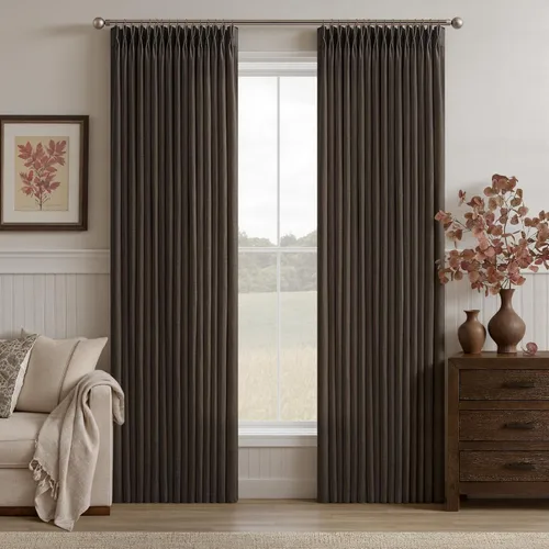 Miniatura 91 de TWODRAPES Cortinas de Lino Plisadas con Pinza Beige Blancas de 54 Pulgadas de Largo 2 Paneles para Comedor Cocina Dormitorio Plisadas Semi