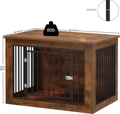 Miniatura 4 de YITAHOME Mueble de jaula para perros grandes, mesa auxiliar lateral, perrera moderna para perros de interior de hasta 60 libras, jaula de fusión
