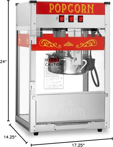Miniatura 8 de Olde Midway Máquina comercial para hacer palomitas de maíz con hervidor de agua de 8 onzas, color rojo