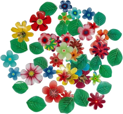 Miniatura 12 de Flores comestibles, hojas comestibles y mariposas comestibles blancas, papel de oblea, decoración de cupcakes para decorar papel de arroz
