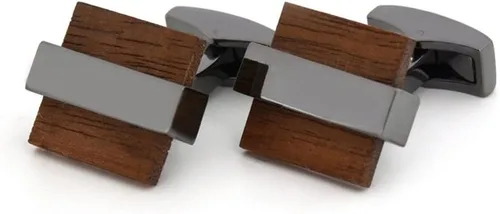 Miniatura 3 de Mr.Van Gemelos de madera natural para hombre, hechos a mano, cuadrados, de madera, juego de gemelos clásicos, regalo de negocios de boda para hombres