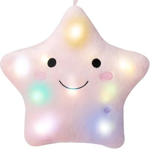 Miniatura 11 de Almohada de estrella brillante de 13.8 pulgadas, almohada de felpa de estrella LED con luces nocturnas coloridas, juguete de estrella suave y Azul