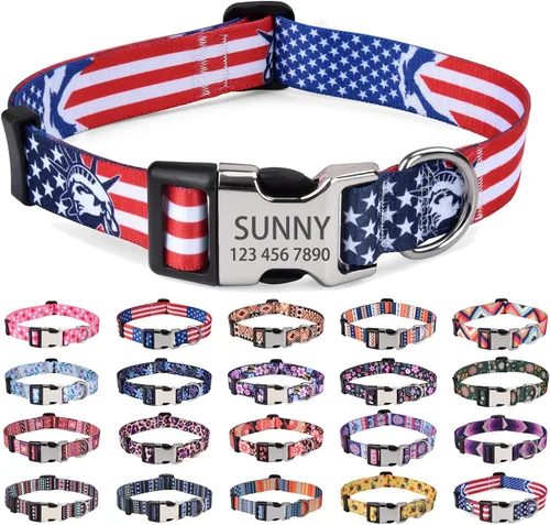 Miniatura 15 de Collares de perro personalizados Mihqy, collar de perro personalizado con nombre y número de teléfono, múltiples patrones y 4 tamaños, collar
