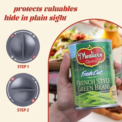 Miniatura 4 de Caja de seguridad falsa con forma de lata, perfecta para ocultar almacenamiento, llave, efectivo, joyas, tarjeta (1- Estilo francés de judías verdes)