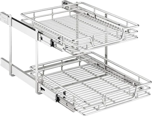 Miniatura 11 de Organizador de armario de cocina extraíble de 2 niveles, organizador de estantes y cajones, cesta de almacenamiento de despensa deslizable