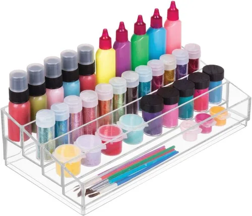 Miniatura 10 de iDesign Organizador de cosméticos y esmaltes de uñas en niveles, colección Clarity, 12.75 pulgadas x 6.5 pulgadas x 3.75 pulgadas, transparente