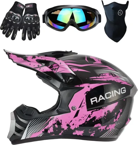 Miniatura 8 de Casco para niños y jóvenes para bicicleta de tierra, motocross, todoterreno, motocicleta, ATV, UTV, bicicleta de calle, Combo de guantes, gafas