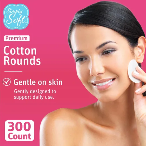 Miniatura 2 de Medline Simply Soft Cotton Round (300 unidades), almohadillas de algodón 100% absorbente y texturizado, sin pelusas