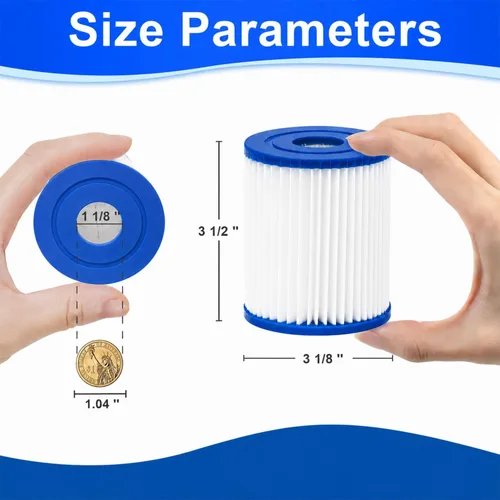 Miniatura 2 de KGC Cartucho de filtro de piscina tipo I, 3.1 x 3.5 pulgadas, tamaño 1 para 58093, cartucho de filtro de repuesto para bomba de filtro de 300/330