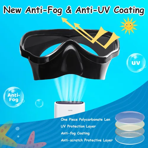 Miniatura 5 de Vvinca Kids-Goggles with Nose Cover, Diving Mask Elastic Fabric Strap Anti Fog Anti Shattered Lens for Kids Swim Goggles 3-14 17-negro