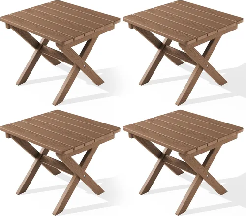 Miniatura 29 de SERWALL Mesa auxiliar Adirondack, mesa auxiliar para exteriores, sin montaje, mesa plegable pequeña de HDPE para patio trasero, piscina, porche