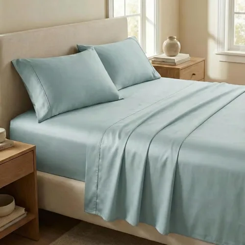 Miniatura 12 de Beckham Hotel Collection Juego de sábanas tamaño Twin 100% algodón, ropa de cama de satén de lujo 500TC, bolsillo profundo de 16", que absorbe