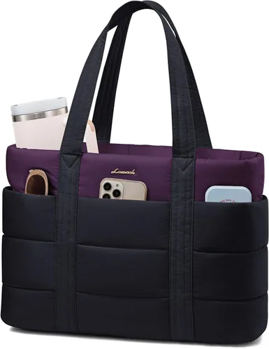 Miniatura 15 de LOVEVOOK: bolsa de mano para mujer, bolsa de trabajo grande acolchada para laptop, bolsa de viaje ligera con cremallera, regalos para mujer