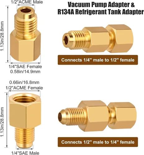 Miniatura 3 de WADEO 31 piezas de válvula de bola angular para refrigerante de aire acondicionado de 1/4 pulgada para refrigerante R410A R134A R12 R22