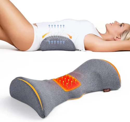 Almohada de apoyo lumbar Cozyhealth para dormir, almohada lumbar inferior con calefacción de grafeno para aliviar el dolor lumbar, cojín de espuma
