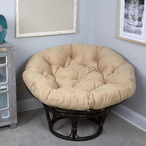 Miniatura 5 de Klear Vu Cojín para silla Papasan de microgamuza sólida para sala de estar, dormitorio, guardería u oficina en casa, 45 x 6 pulgadas, color marrón