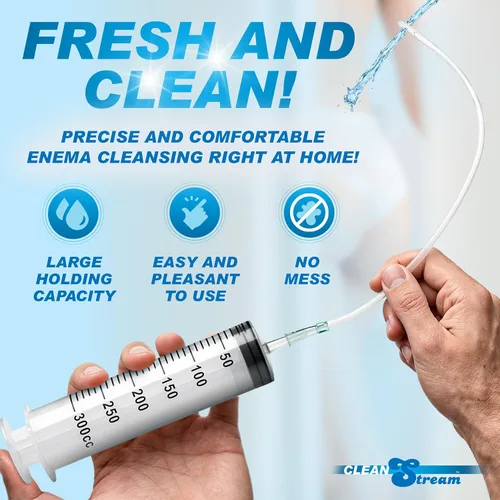 Miniatura 3 de Cleanstream Jeringa de enema de 10.1 fl oz con tubo para limpieza anal. Punta cónica para una fácil inserción - 10.1 fl oz, transparente