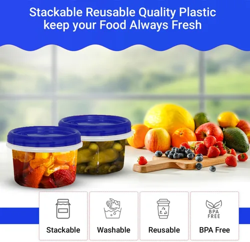 Miniatura 7 de Twist Top Food Deli Contenedores Tapa de rosca y sellado de 16 onzas Contenedor de almacenamiento de plástico reutilizable apilable 12 unidades.