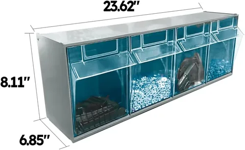 Miniatura 2 de Armario de almacenamiento con 4 contenedores inclinables, sistema organizador horizontal para el hogar, oficina, garaje, 23.6 pulgadas de ancho x