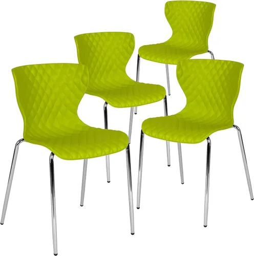 Miniatura 21 de Flash Furniture Lowell Silla apilable de plástico negro con asiento en cascada