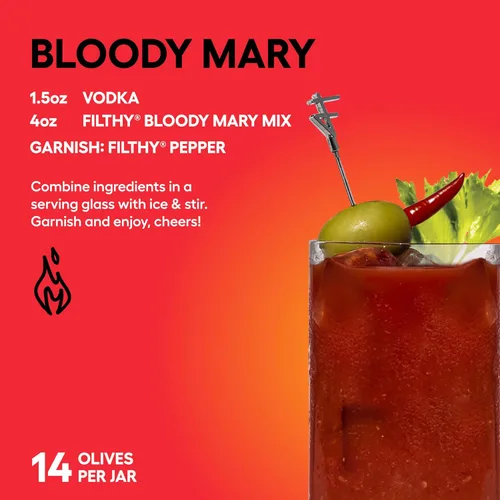 Miniatura 5 de Aceitunas rellenas de pimiento Filthy Pepper, guarnición premium para cócteles, aceitunas rellenas de pimiento Piri Piri, sin OMG, sin gluten