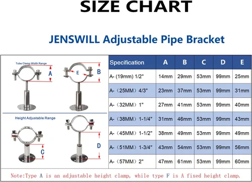 Miniatura 5 de Soporte de tubo de techo de montaje en pared de acero inoxidable 304 Soporte de tubo de techo ajustable correas de tubo de abrazadera para tubo