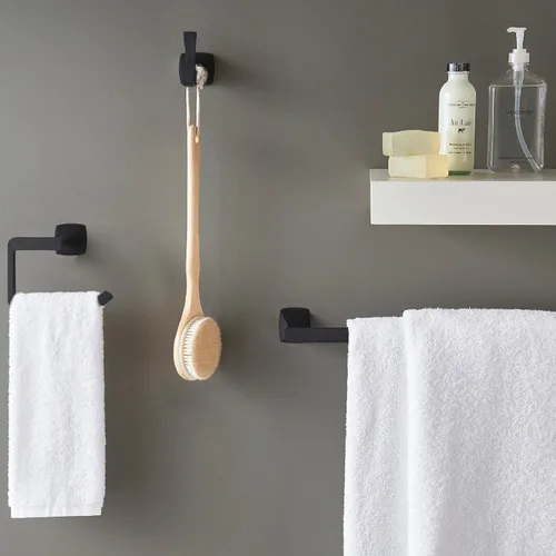 Miniatura 2 de Pfister Venturi - Toallero de baño para baño, 18 pulgadas, montaje en pared, atornillado, acabado negro mate, BTBVNC1B