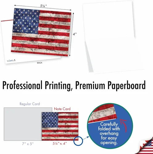 Miniatura 6 de The Best Card Company - 10 tarjetas en caja de la bandera estadounidense en blanco (4 x 5.12 pulgadas) - Tarjetas patrióticas surtidas para todas