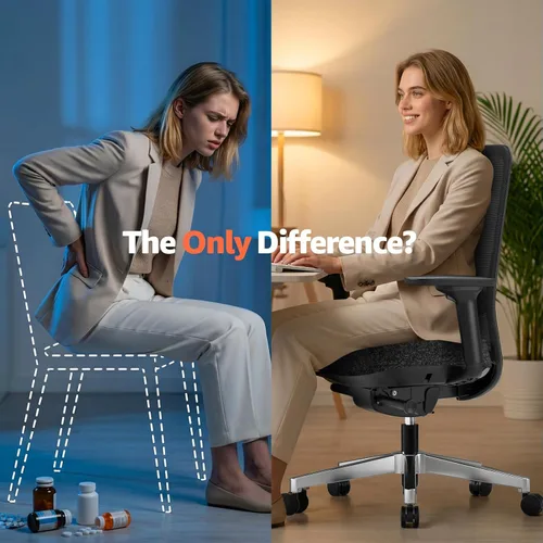 Miniatura 8 de ErgoSift M2 - Silla ergonómica de oficina con respaldo alto, de malla, con soporte lumbar ajustable, reposabrazos 4D para largas horas sentado