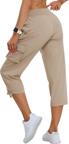 Miniatura 3 de MoFiz Pantalones cargo capri de senderismo para mujer, ligeros, de secado rápido, atléticos, viajes, casuales, holgados, cómodos, bonitos bolsillos