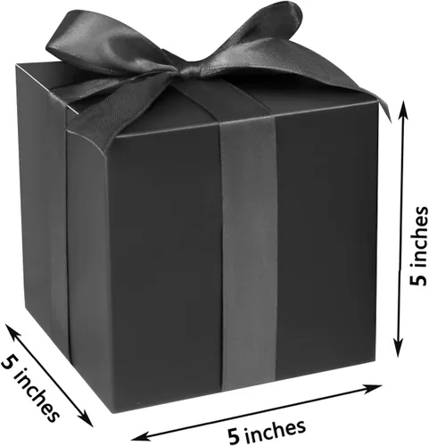 Miniatura 5 de COTOPHER Paquete de 25 cajas de regalo pequeñas de 5 x 5 x 5 pulgadas, cajas de regalo negras con tapas para regalos, manualidades, recuerdos