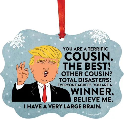 Miniatura 44 de Andaz Press Divertido presidente Donald Trump Fancy Frame Recuerdo Adorno de Navidad Regalo de mordaza, Perra fantástica, 1 paquete, ideas de regalo