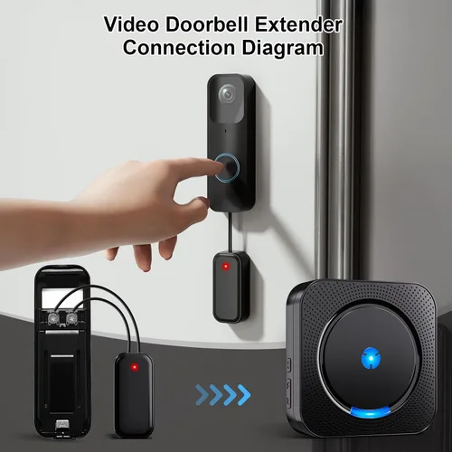 Miniatura 7 de Extensor de timbre inalámbrico con timbre de video, compatible con timbre de video Blink, fácil instalación, alarma fuerte
